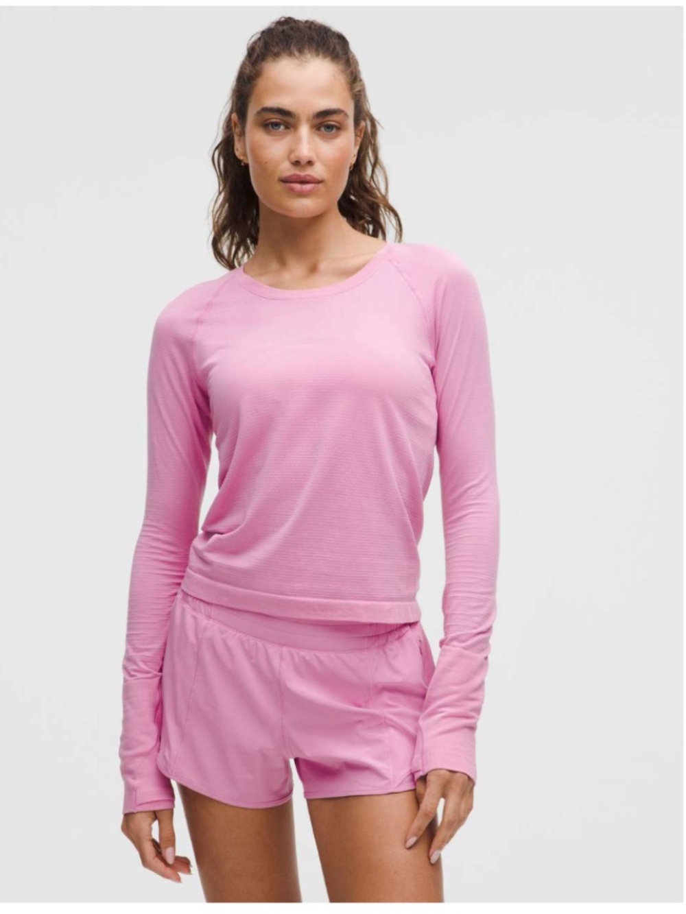 Lululemon Swiftly Tech Long-Sleeve Shirt 2.0 *Waist Length Pink Frosting Size 8
